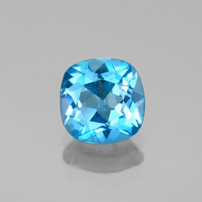 1.42캐럿 천연 스위스 블루 토파즈, 쿠션 컷, 6.9×6.9 mm, VS