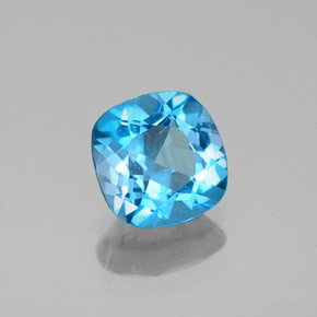 1.42캐럿 천연 스위스 블루 토파즈, 쿠션 컷, 6.9×6.9 mm, VS