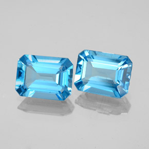 캐럿 천연 스위스 블루 토파즈 보석, 에메랄드 컷, 8×6 mm, VVS