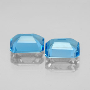 캐럿 천연 스위스 블루 토파즈 보석, 에메랄드 컷, 8×6 mm, VVS