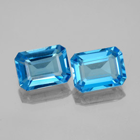 3.49캐럿 천연 스위스 블루 토파즈 보석, 에메랄드 컷, 8.1×6 mm, VVS-VS