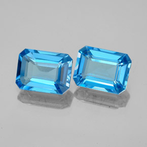 3.49캐럿 천연 스위스 블루 토파즈 보석, 에메랄드 컷, 8.1×6 mm, VVS-VS
