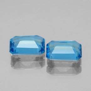 3.49캐럿 천연 스위스 블루 토파즈 보석, 에메랄드 컷, 8.1×6 mm, VVS-VS