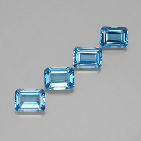 7.07캐럿 천연 스위스 블루 토파즈 보석, 에메랄드 컷, 8×6 mm, VVS