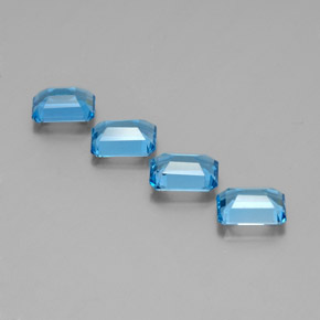 7.07캐럿 천연 스위스 블루 토파즈 보석, 에메랄드 컷, 8×6 mm, VVS