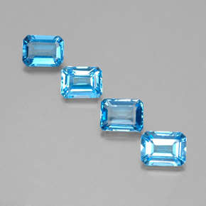 캐럿 천연 스위스 블루 토파즈 보석, 에메랄드 컷, 7.9×6 mm, VVS