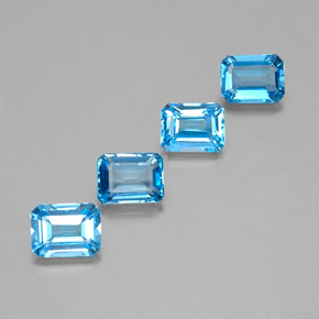 캐럿 천연 스위스 블루 토파즈 보석, 에메랄드 컷, 7.9×6 mm, VVS