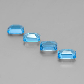 캐럿 천연 스위스 블루 토파즈 보석, 에메랄드 컷, 7.9×6 mm, VVS