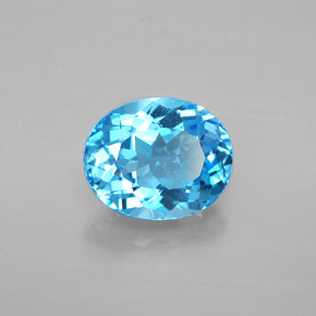 4.79캐럿 천연 스위스 블루 토파즈, 타원형 컷, 11.1×9.1 mm, VVS-VS