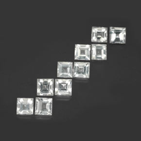 3.80캐럿 천연 화이트 토파즈 보석, 스퀘어, 4×3.9 mm, VVS-VS