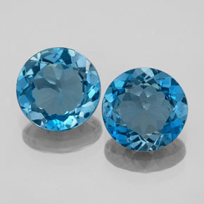 캐럿 천연 런던 블루 토파즈 보석, 라운드 컷, 7.74 mm, VVS-VS