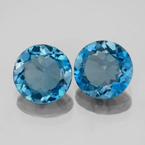캐럿 천연 런던 블루 토파즈 보석, 라운드 컷, 7.74 mm, VVS-VS