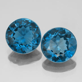 캐럿 천연 런던 블루 토파즈 보석, 라운드 컷, 8.04 mm, VS