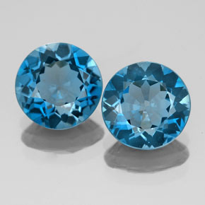 캐럿 천연 런던 블루 토파즈 보석, 라운드 컷, 7.89 mm, VVS-VS