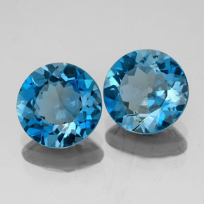 캐럿 천연 런던 블루 토파즈 보석, 라운드 컷, 7.89 mm, VVS-VS