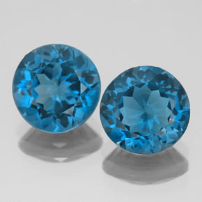 캐럿 천연 런던 블루 토파즈 보석, 라운드 컷, 8.03 mm, VVS-VS