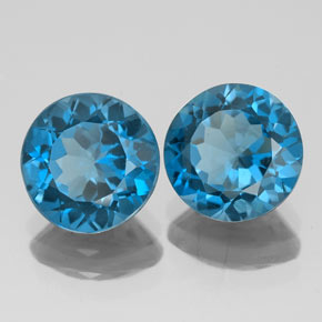 캐럿 천연 런던 블루 토파즈 보석, 라운드 컷, 8.03 mm, VVS-VS