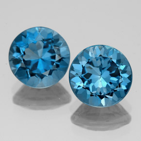 캐럿 천연 런던 블루 토파즈 보석, 라운드 컷, 7.88 mm, VS
