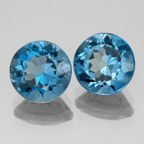 캐럿 천연 런던 블루 토파즈 보석, 라운드 컷, 7.88 mm, VS