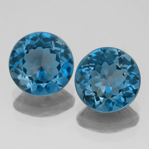 캐럿 천연 런던 블루 토파즈 보석, 라운드 컷, 8.01 mm, VS