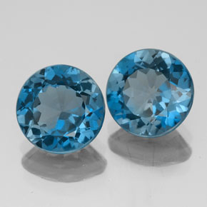 캐럿 천연 런던 블루 토파즈 보석, 라운드 컷, 8.01 mm, VS