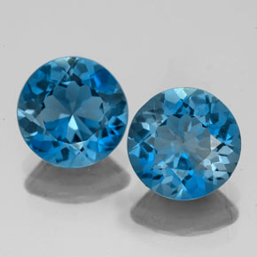 캐럿 천연 런던 블루 토파즈 보석, 라운드 컷, 7.89 mm, VS