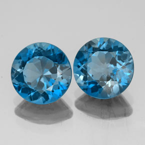 캐럿 천연 런던 블루 토파즈 보석, 라운드 컷, 7.89 mm, VS
