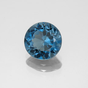 2.13캐럿 천연 런던 블루 토파즈, 라운드 컷, 8.04 mm, VS