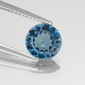 1.75캐럿 천연 런던 블루 토파즈, 라운드 컷, 7.70 mm, SI