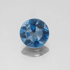 1.85캐럿 천연 런던 블루 토파즈, 라운드 컷, 7.86 mm, VVS-VS