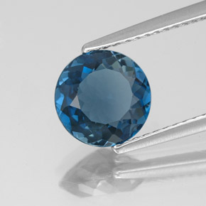 2.13캐럿 천연 런던 블루 토파즈, 라운드 컷, 8.12 mm, VVS
