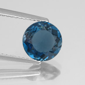 2.13캐럿 천연 런던 블루 토파즈, 라운드 컷, 8.12 mm, VVS