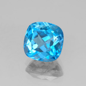 2.99캐럿 천연 스위스 블루 토파즈, 쿠션 컷, 8.1×8 mm, VVS-VS
