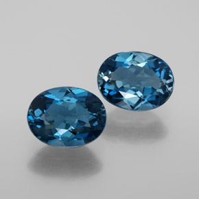 캐럿 천연 런던 블루 토파즈 보석, 타원형 컷, 9.1×7 mm, VS