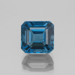 3.34캐럿 천연 런던 블루 토파즈, 에메랄드 컷, 8.1×7.9 mm, SI