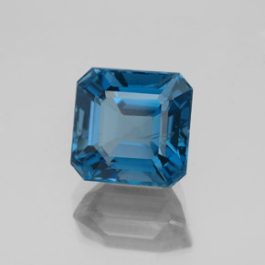 3.34캐럿 천연 런던 블루 토파즈, 에메랄드 컷, 8.1×7.9 mm, SI