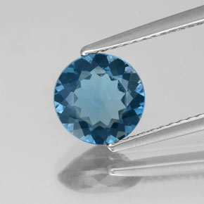 1.92캐럿 천연 런던 블루 토파즈, 라운드 컷, 7.85 mm, VS-SI
