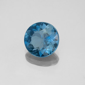 1.90캐럿 천연 런던 블루 토파즈, 라운드 컷, 8.00 mm, SI