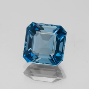 3.10캐럿 천연 런던 블루 토파즈, 에메랄드 컷, 8.2×8.1 mm, VVS