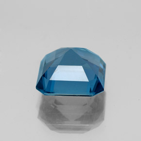 3.10캐럿 천연 런던 블루 토파즈, 에메랄드 컷, 8.2×8.1 mm, VVS