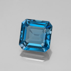 2.97캐럿 천연 런던 블루 토파즈, 에메랄드 컷, 8.2×8.1 mm, VS-SI