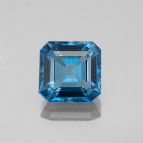 2.70캐럿 천연 런던 블루 토파즈, 에메랄드 컷, 8.1×7.9 mm, VS-SI