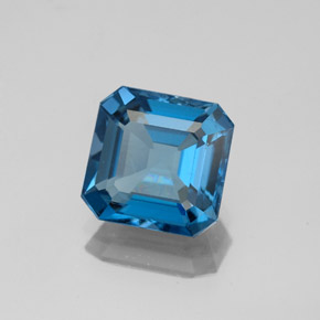 2.70캐럿 천연 런던 블루 토파즈, 에메랄드 컷, 8.1×7.9 mm, VS-SI