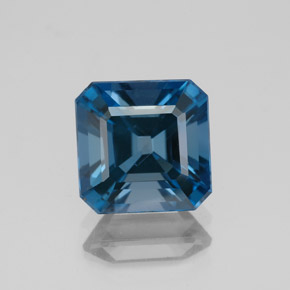 2.86캐럿 천연 런던 블루 토파즈, 에메랄드 컷, 8.1×8.1 mm, VS-SI