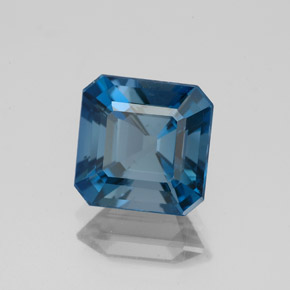 2.86캐럿 천연 런던 블루 토파즈, 에메랄드 컷, 8.1×8.1 mm, VS-SI