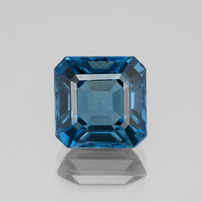 3.03캐럿 천연 런던 블루 토파즈, 에메랄드 컷, 8.1×8.1 mm, VVS