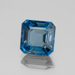 3.03캐럿 천연 런던 블루 토파즈, 에메랄드 컷, 8.1×8.1 mm, VVS