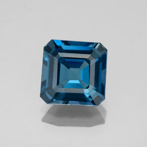 2.62캐럿 천연 런던 블루 토파즈, 에메랄드 컷, 8.1×8.1 mm, VS