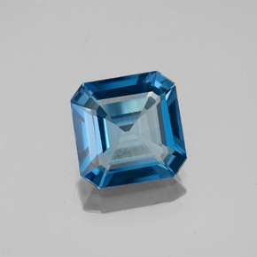 2.06캐럿 천연 런던 블루 토파즈, 에메랄드 컷, 7.9×7.9 mm, VVS-VS