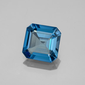 2.06캐럿 천연 런던 블루 토파즈, 에메랄드 컷, 7.9×7.9 mm, VVS-VS